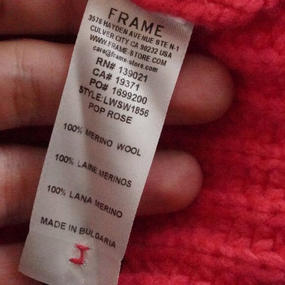 Frame Oversized Chunky Knit Cardigan Sweater Womens Extra Large Pink 100% Wool - Picture 5 of 10